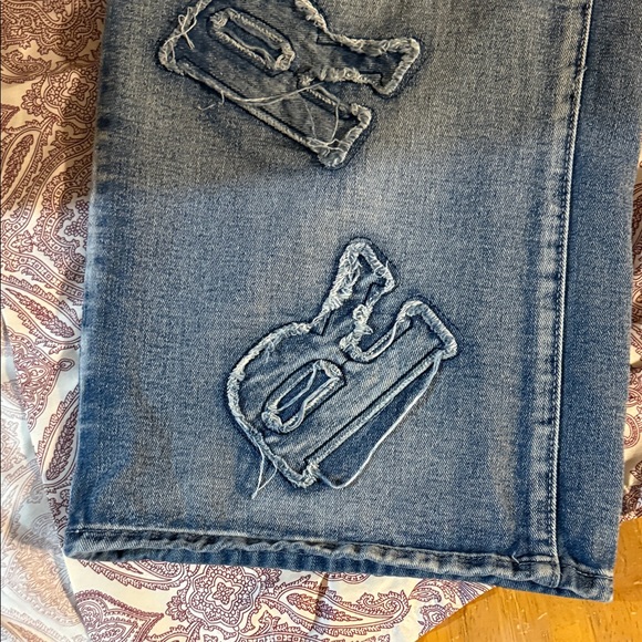 Trendy Blue Embroidered Women's Flare Jeans - Picture 4 of 6